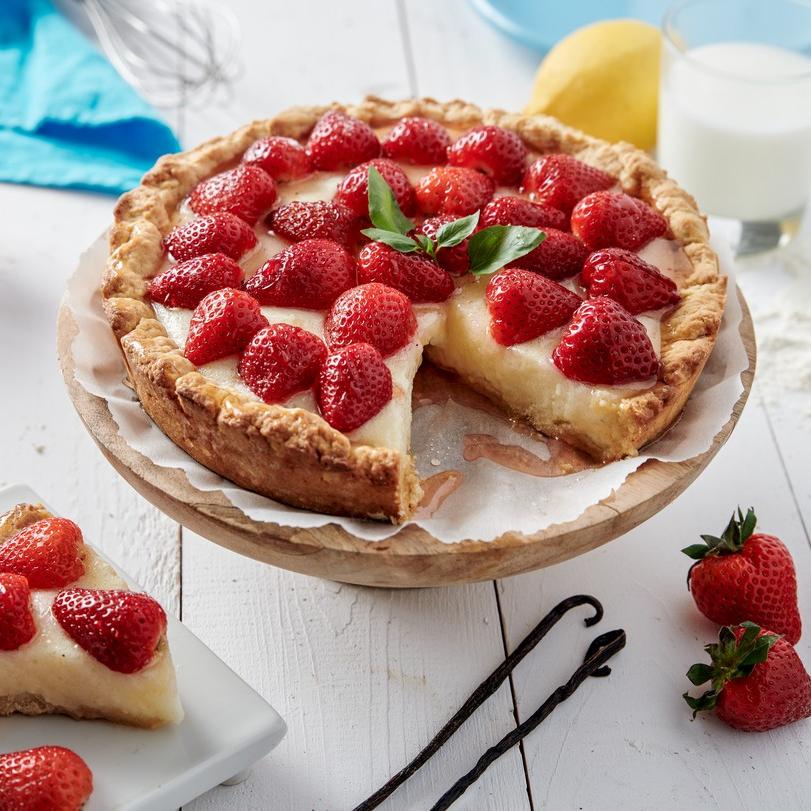 τάρτα με κρέμα βανίλιας και φράουλες 